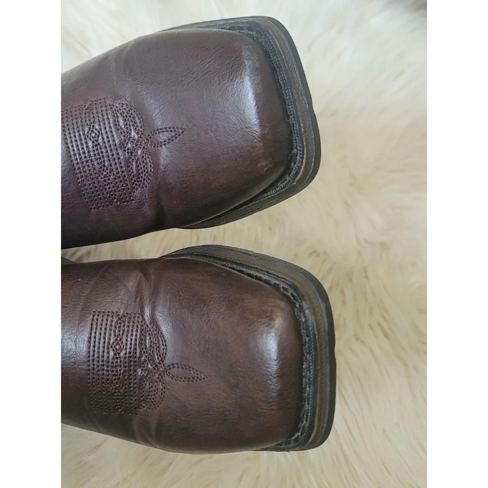 Durango Lil' Kid's Western Boots Size 5M Brown Texas Flag Star Square Toe BT246